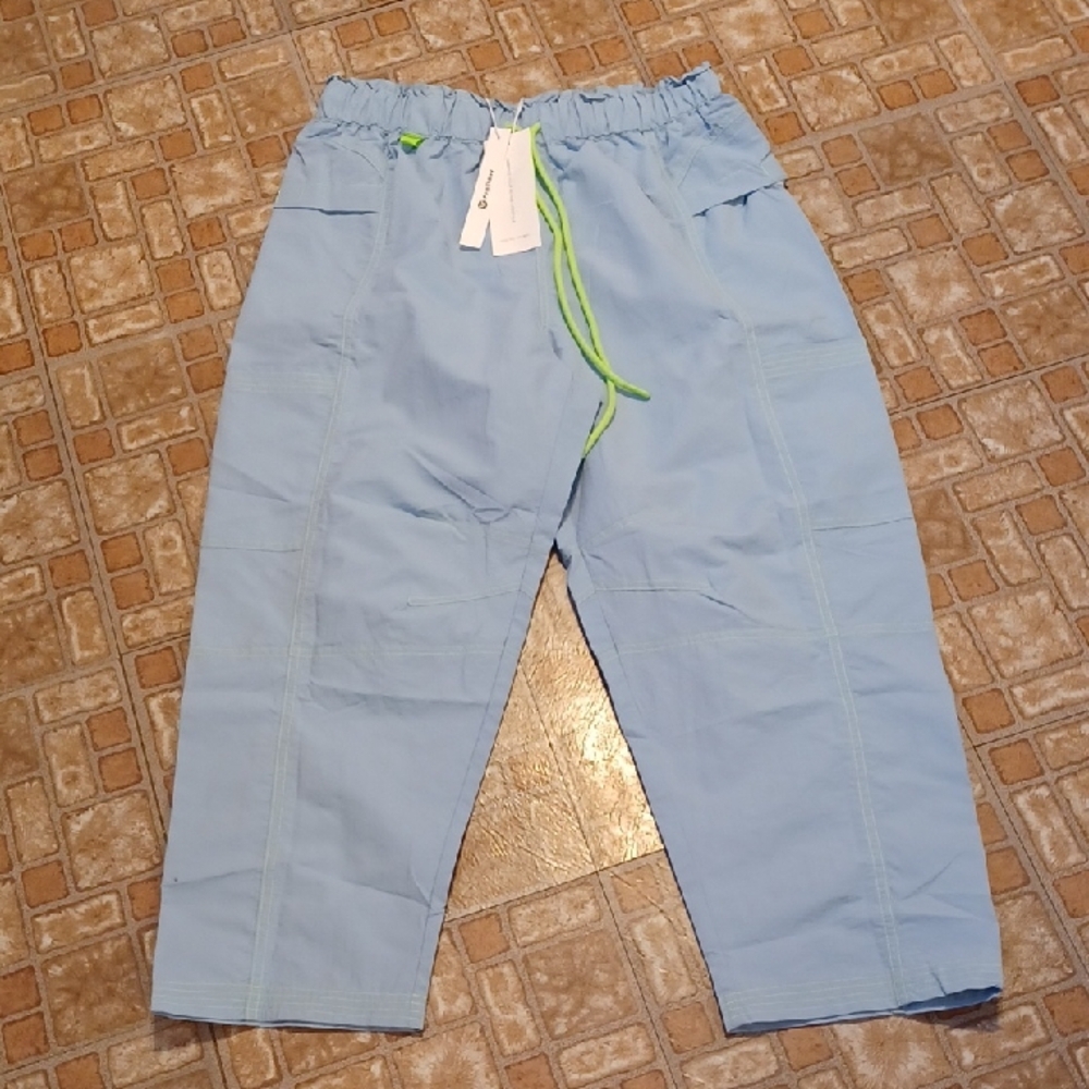 Light Blue Drawstring Pants Fisoew Pull On Pants Side Pockets Side Pockets Large